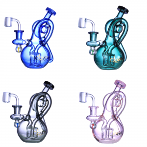Clover Glass - 6" Glass Twists, Pot Silhouette W/ Sprinkler Perc Water Pipe [WPE-707]
